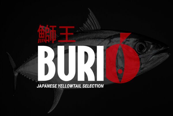 Immagine cover per la brand identity di Buriò: pesce in trasparenza sullo sfondo nero, logo a colori sovrapposto.